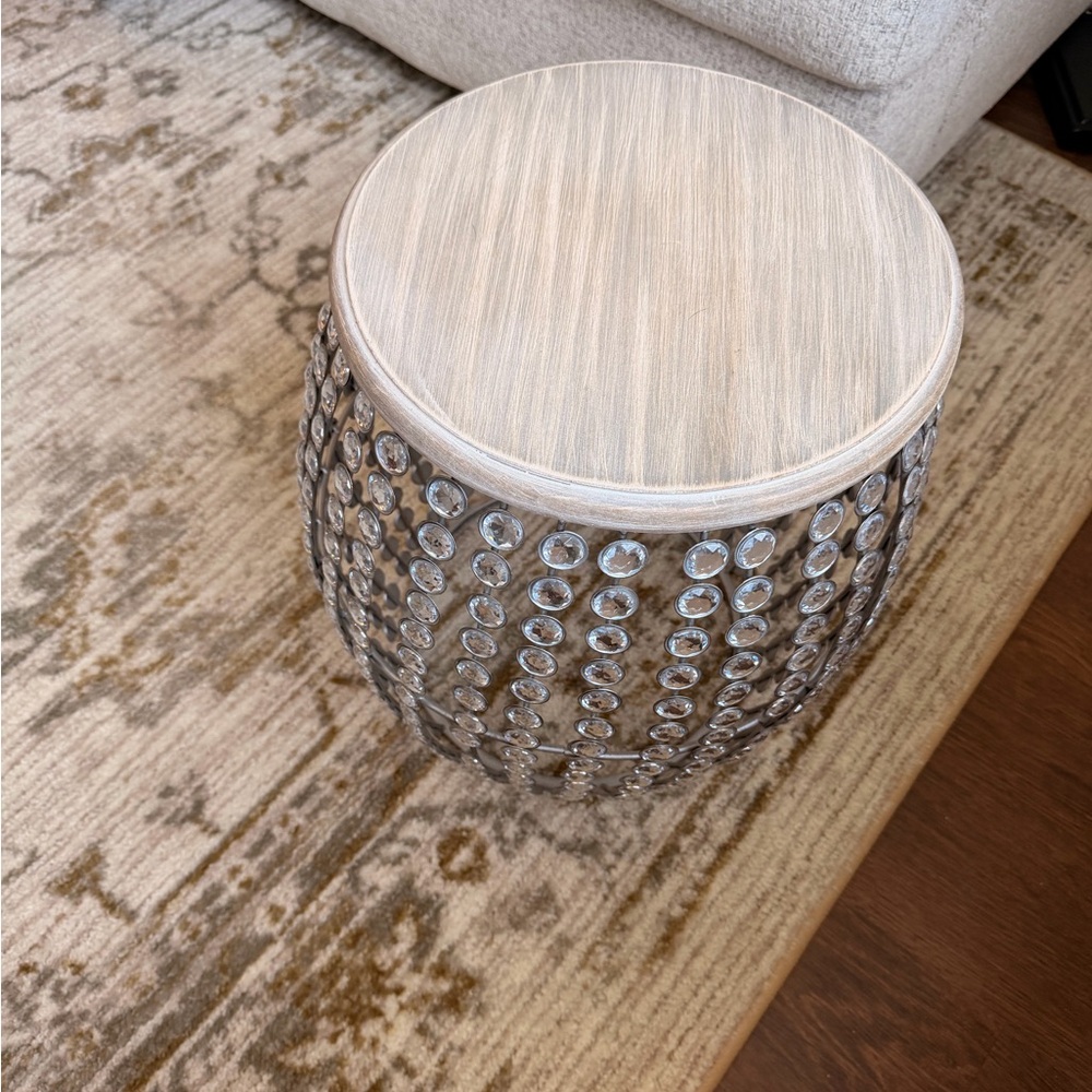 Elegant Crystal-Embellished Accent Table